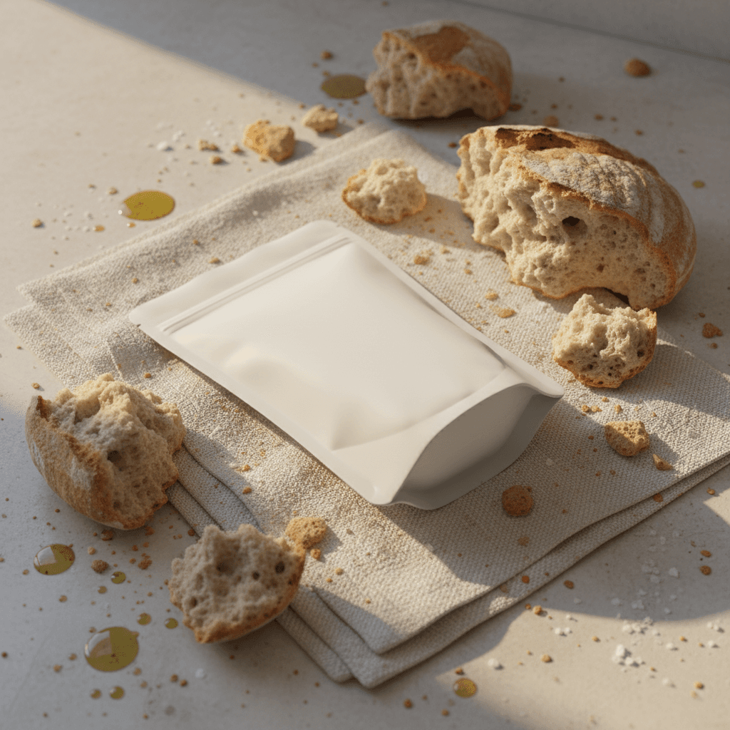 Crumbs on Linen Pouch