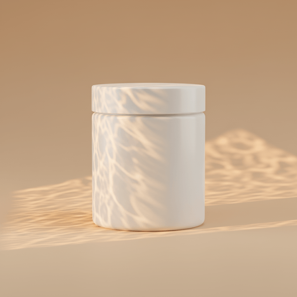 Refractive Amber Fluid Jar AI product photo prompt