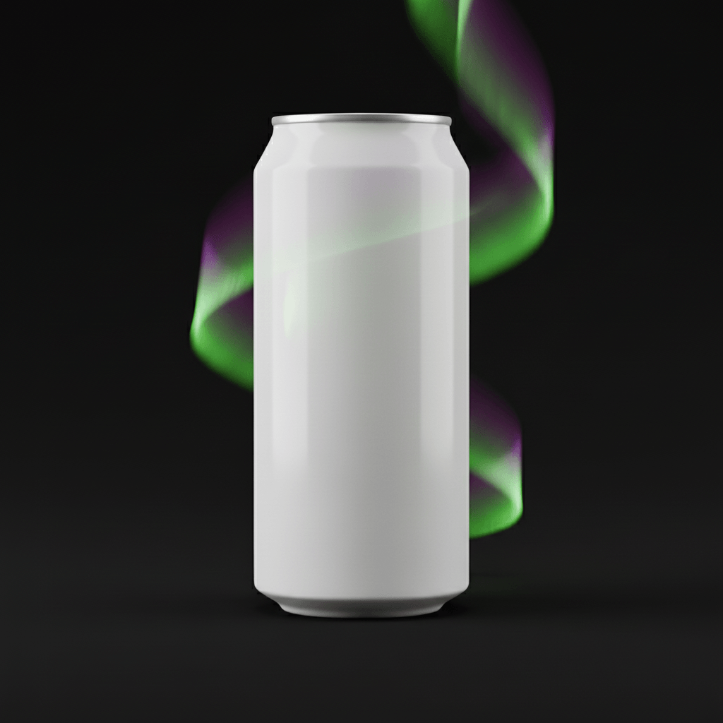 Polar Aurora Can AI product photo prompt