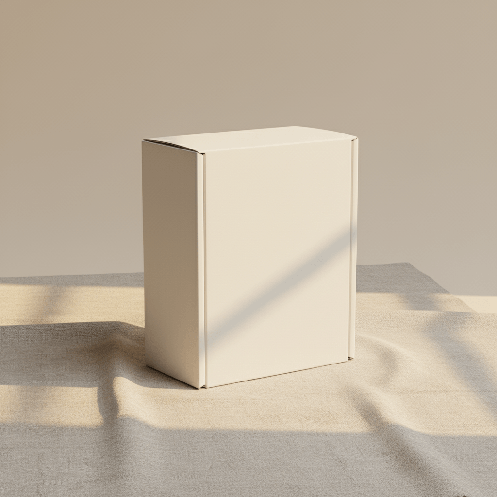 Botanical Linen Box AI product photo prompt