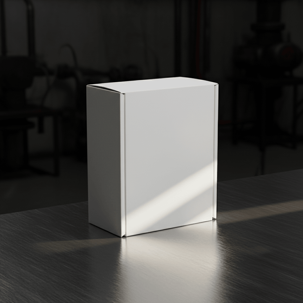 Brushed Titanium Box AI product photo prompt