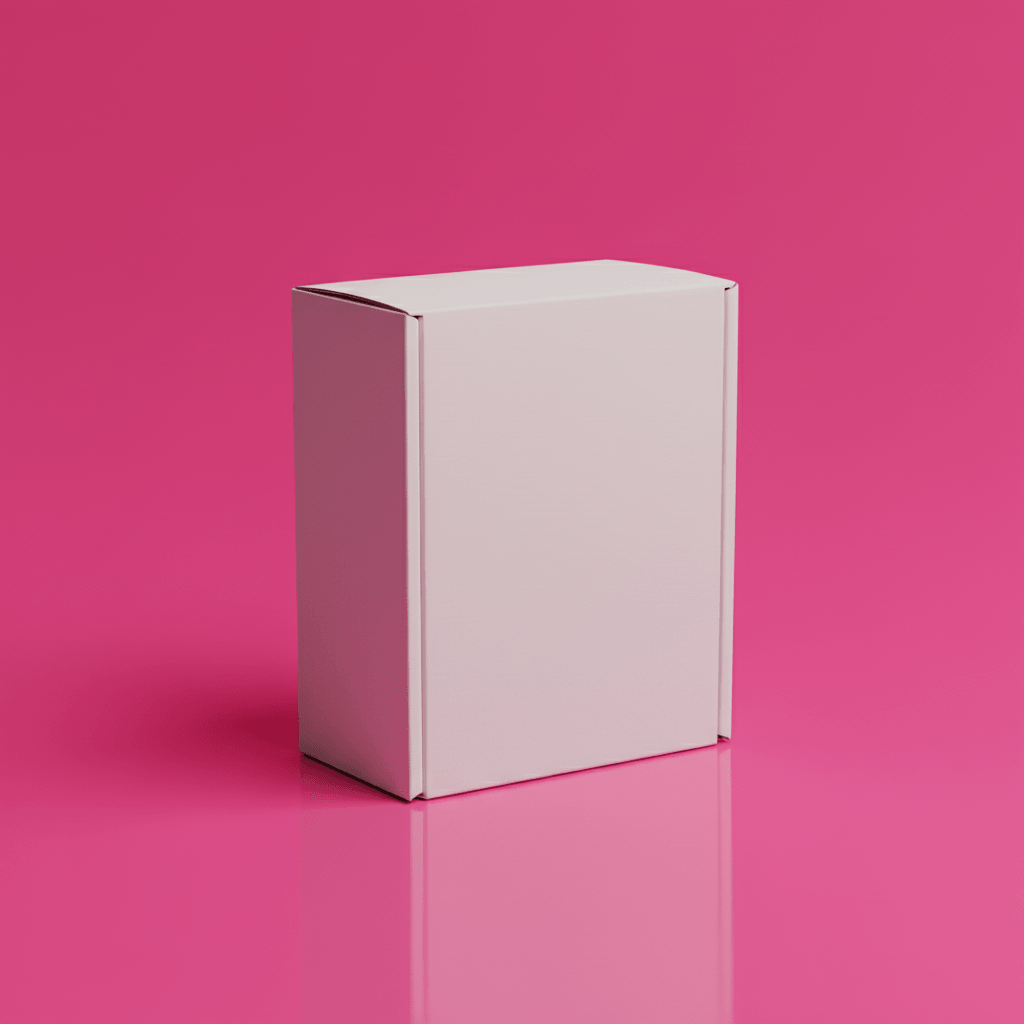 Hard Flash Saturated Pink Box AI product photo prompt