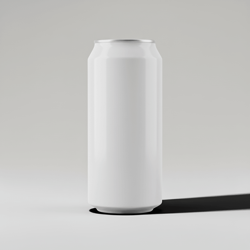 Hard Flash White Seamless Can AI product photo prompt