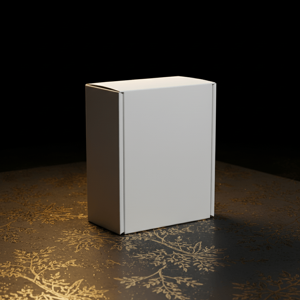 Nocturnal Gold Leaf Box AI product photo prompt