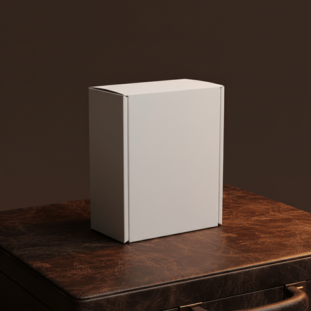 Nocturnal Leather Box AI product photo prompt