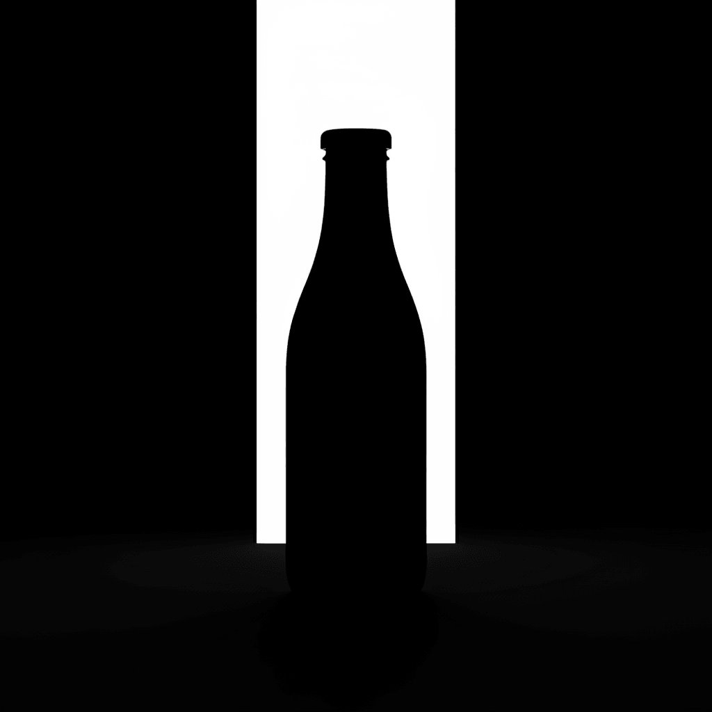 Noir Strip Vertical Bottle AI product photo prompt
